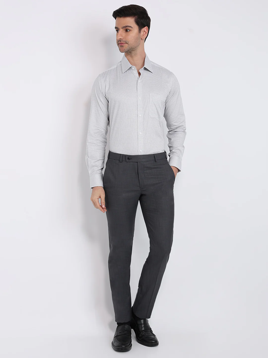 Raymond Men Black Checks Contemporary Fit Cotton Shirt - Image 5