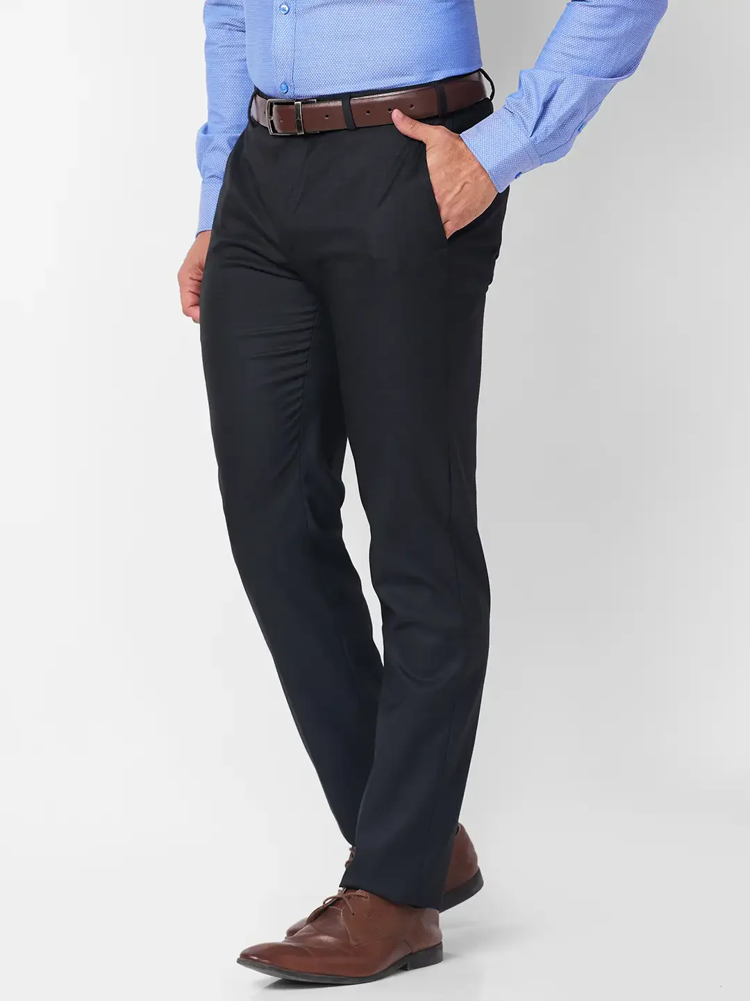Raymond Men Black Checks Slim Fit Polyester Blend Trouser - Image 3