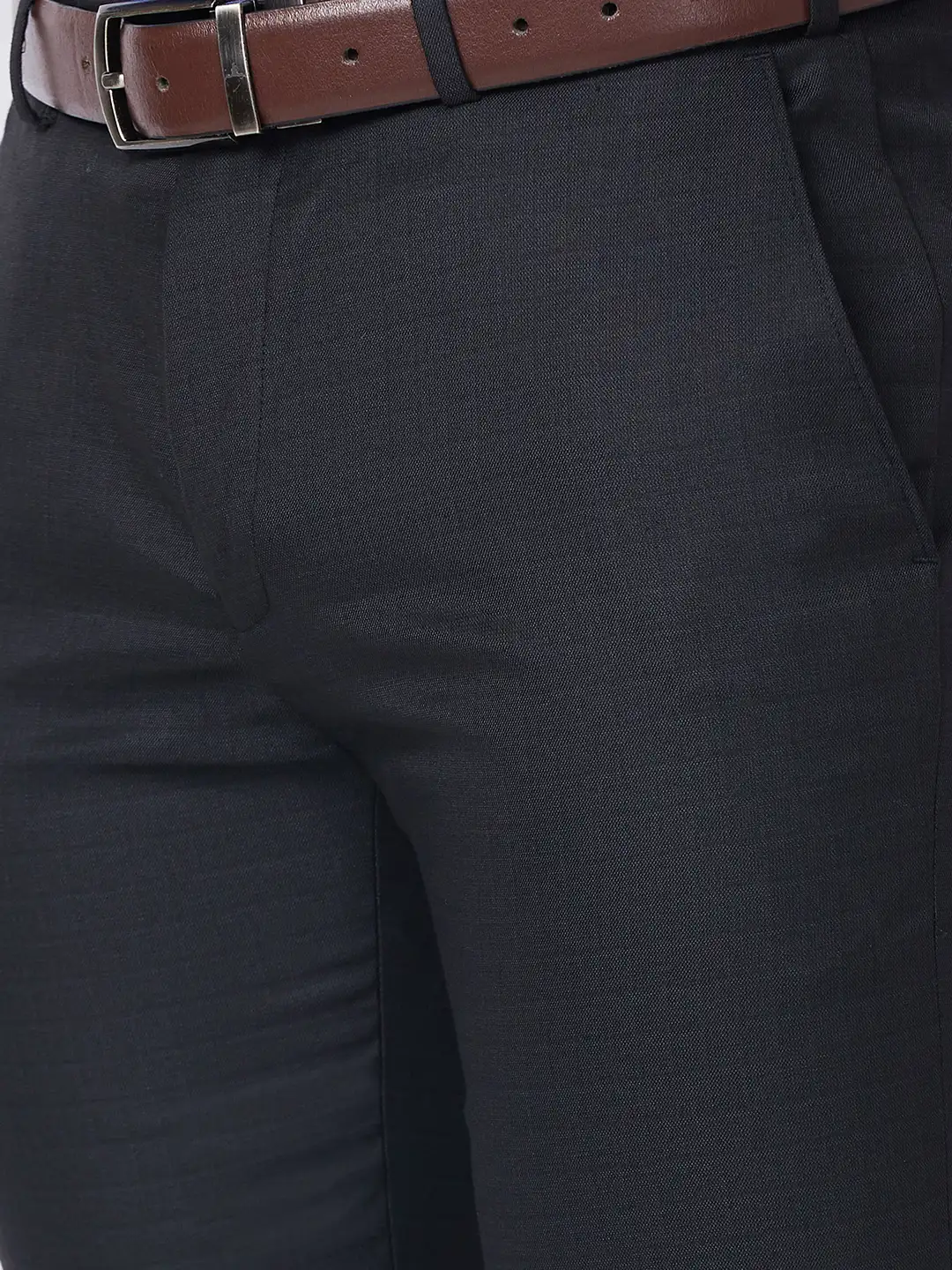 Raymond Men Black Checks Slim Fit Polyester Blend Trouser - Image 6