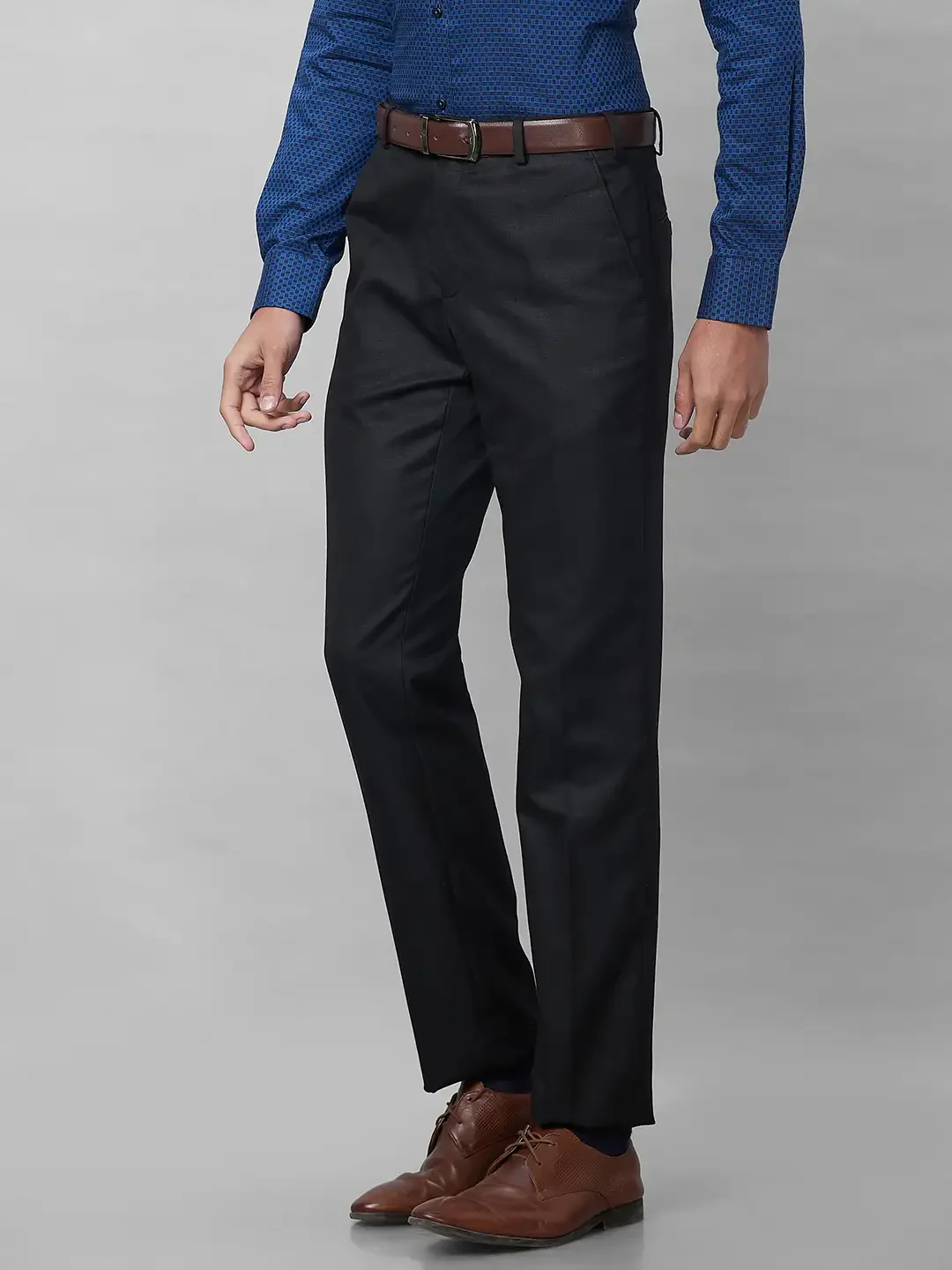 Raymond Men Black Checks Slim Fit Polyester Blend Trouser - Image 3