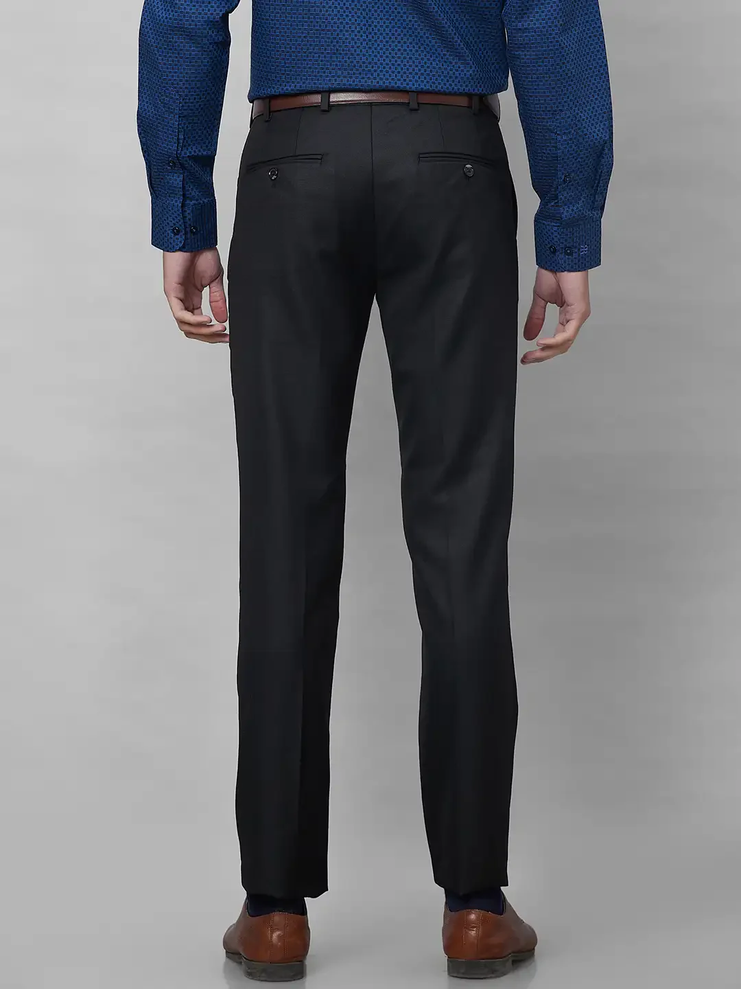 Raymond Men Black Checks Slim Fit Polyester Blend Trouser - Image 4