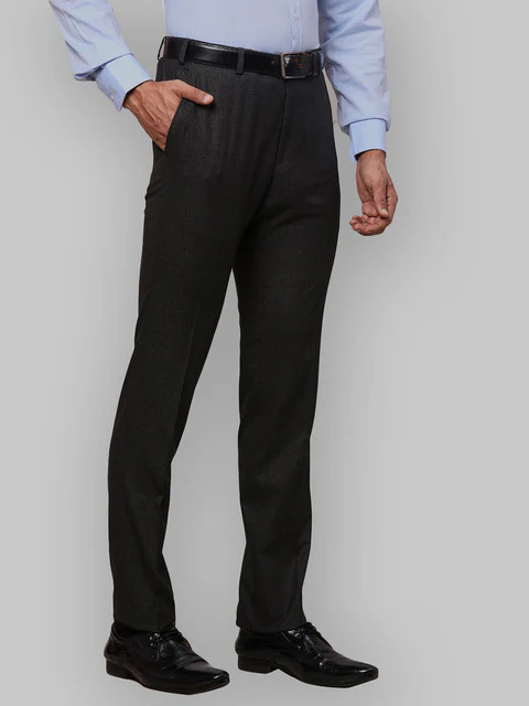 Raymond Men Black Checks Slim Fit Polyester Blend Trouser - Image 2