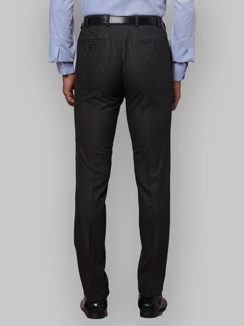 Raymond Men Black Checks Slim Fit Polyester Blend Trouser - Image 4