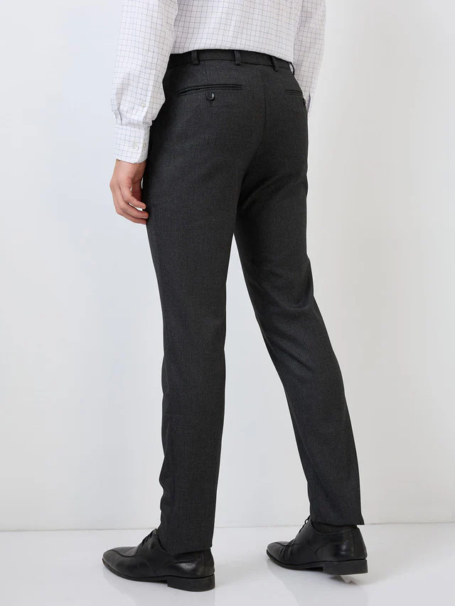Raymond Men Black Checks Slim Fit Polyester Blend Trouser - Image 3