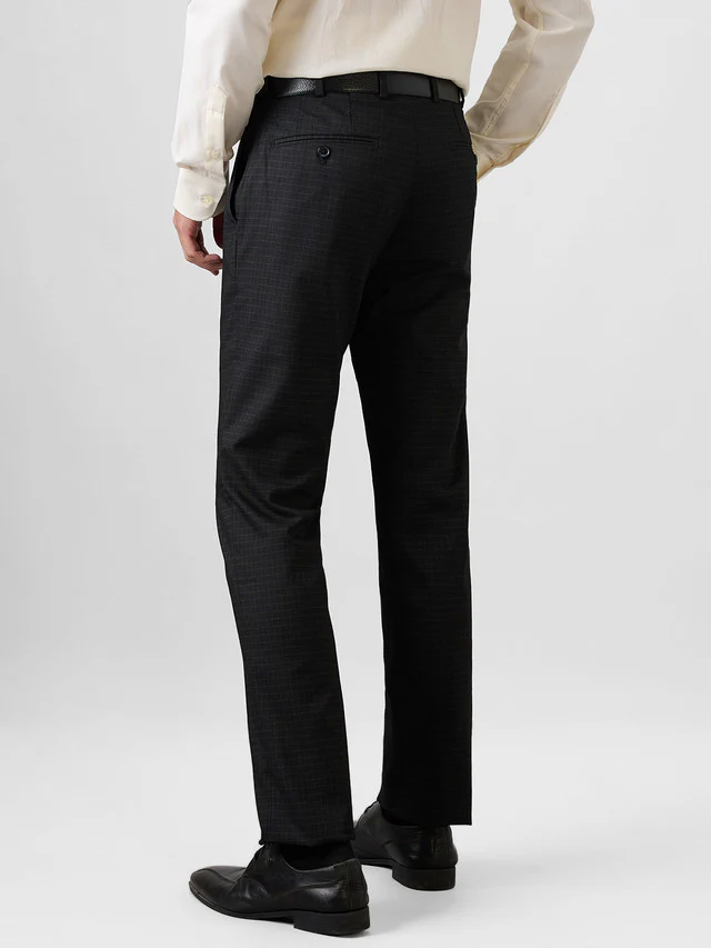 Raymond Men Black Checks Slim Fit Polyester Blend Trouser - Image 3