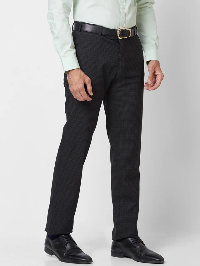 Raymond Men Black Checks Slim Fit Polyester Blend Trouser - Image 2