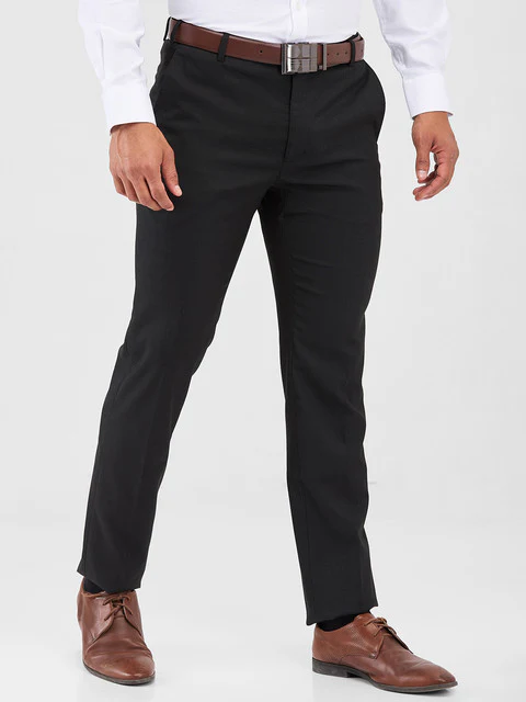 Raymond Men Black Checks Slim Fit Polyester Blend Trouser - Image 2