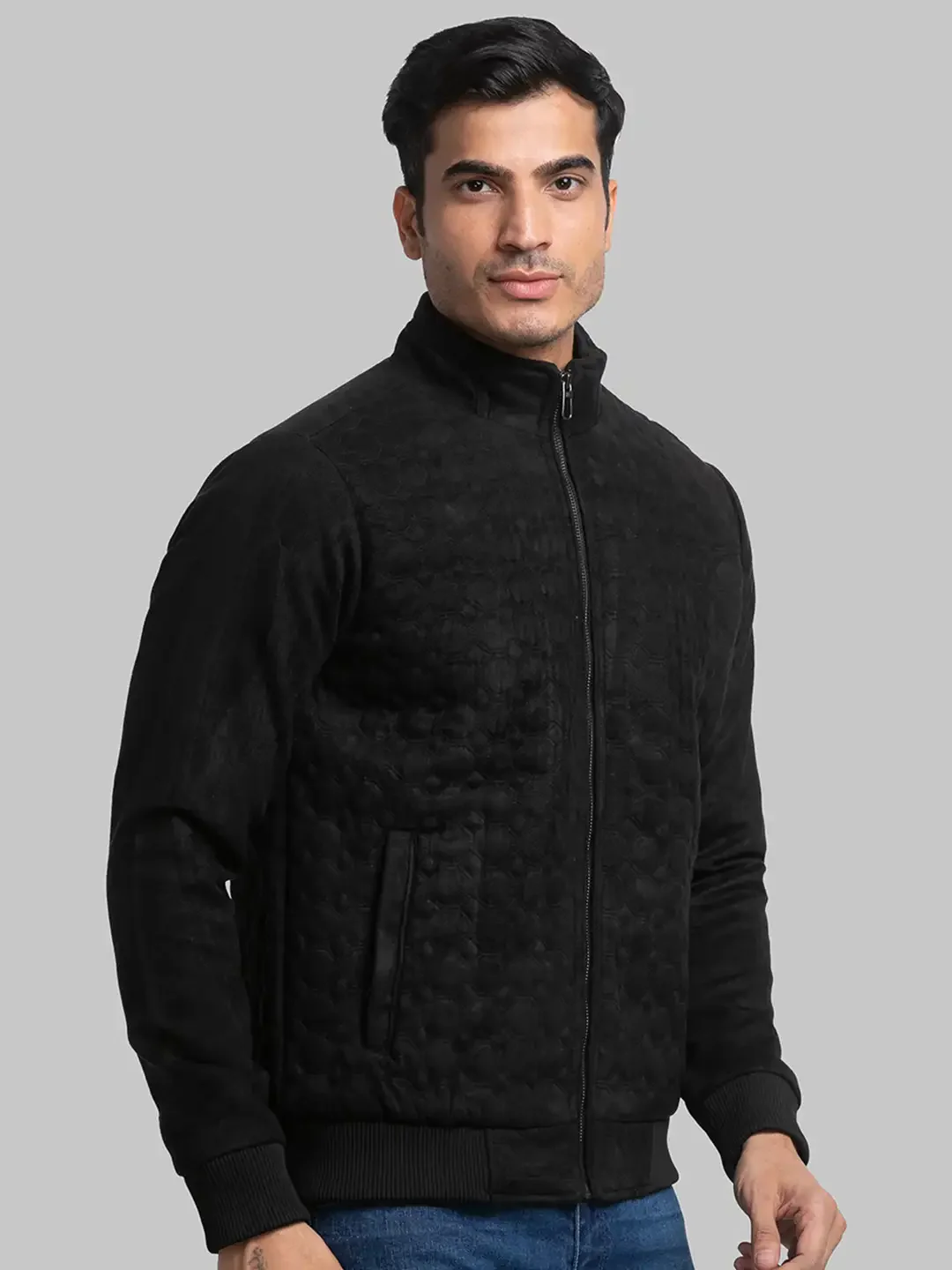 Raymond Men Black Contemporary Fit Polyester Quilted Jacket - Image 2