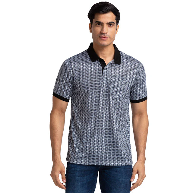 Raymond Men Black Contemporary Fit Printed T-Shirt
