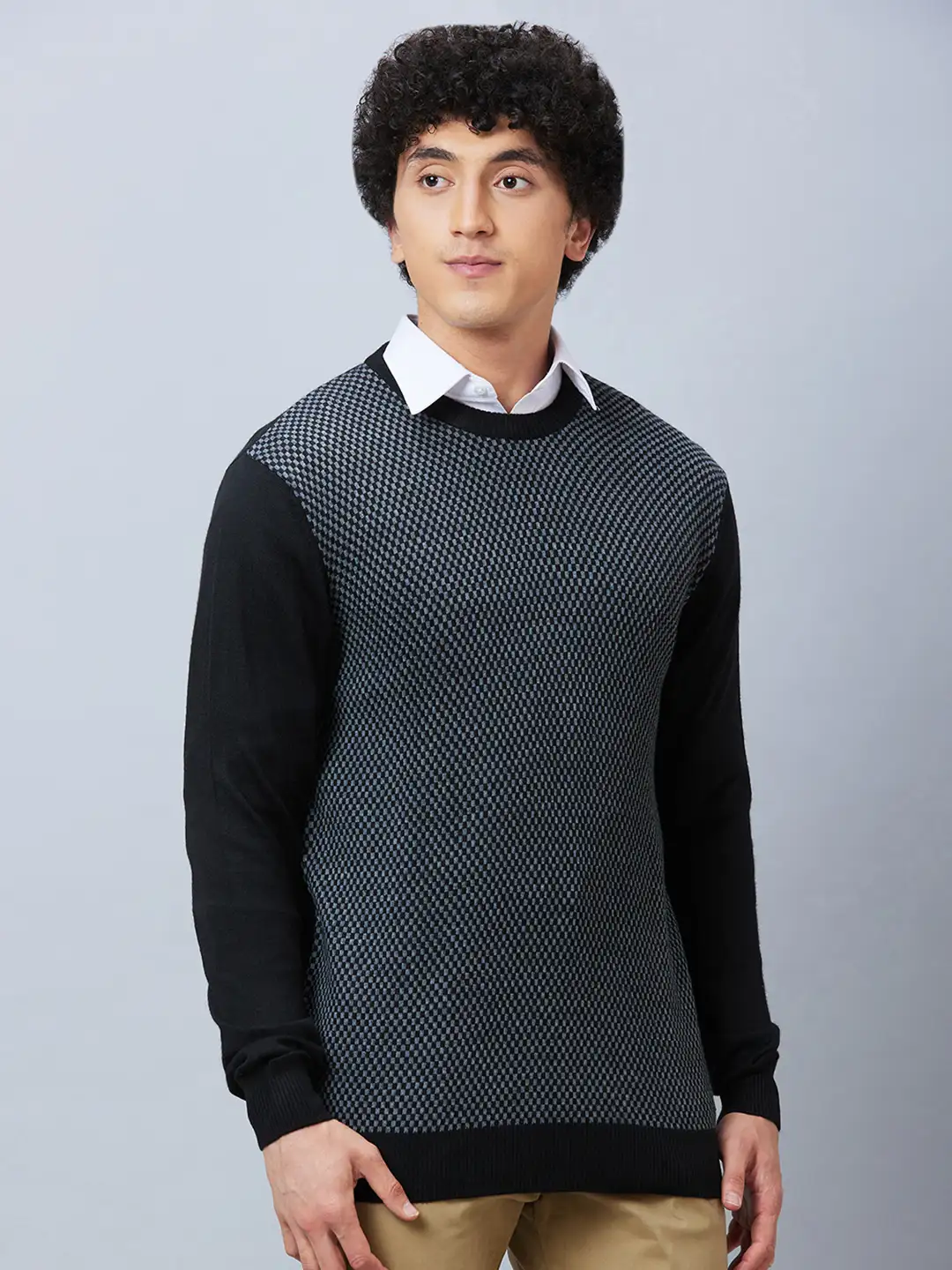 Raymond Men Black Jacquard Acrylic Blend Winter Wear - Image 2