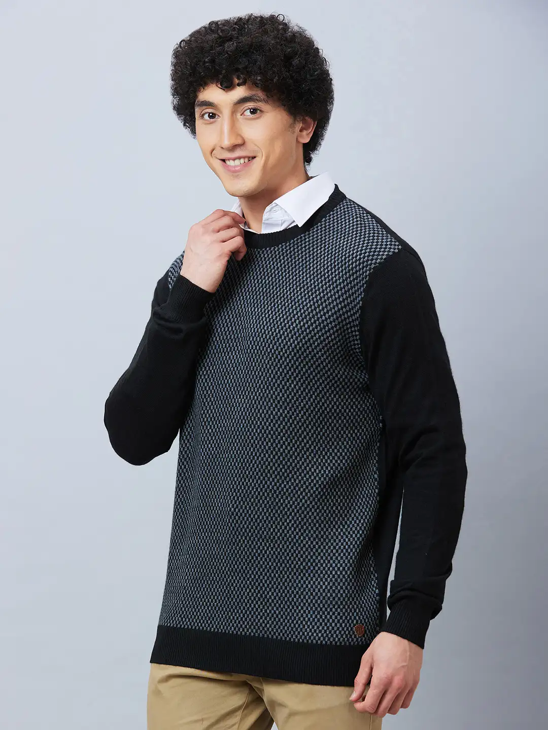 Raymond Men Black Jacquard Acrylic Blend Winter Wear - Image 3
