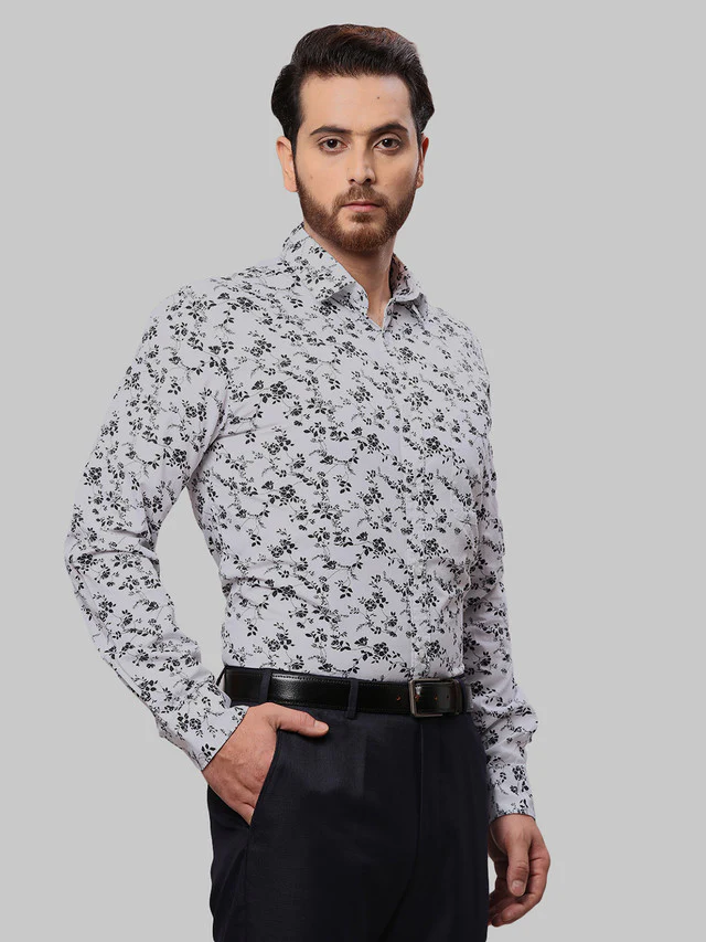 Raymond Men Black Print Slim Fit Cotton Shirt - Image 2