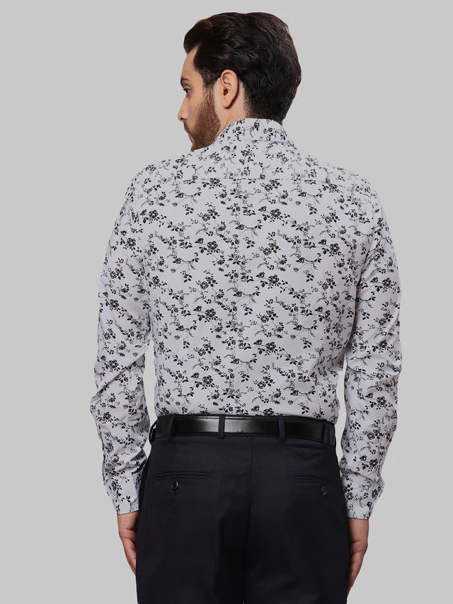 Raymond Men Black Print Slim Fit Cotton Shirt - Image 4