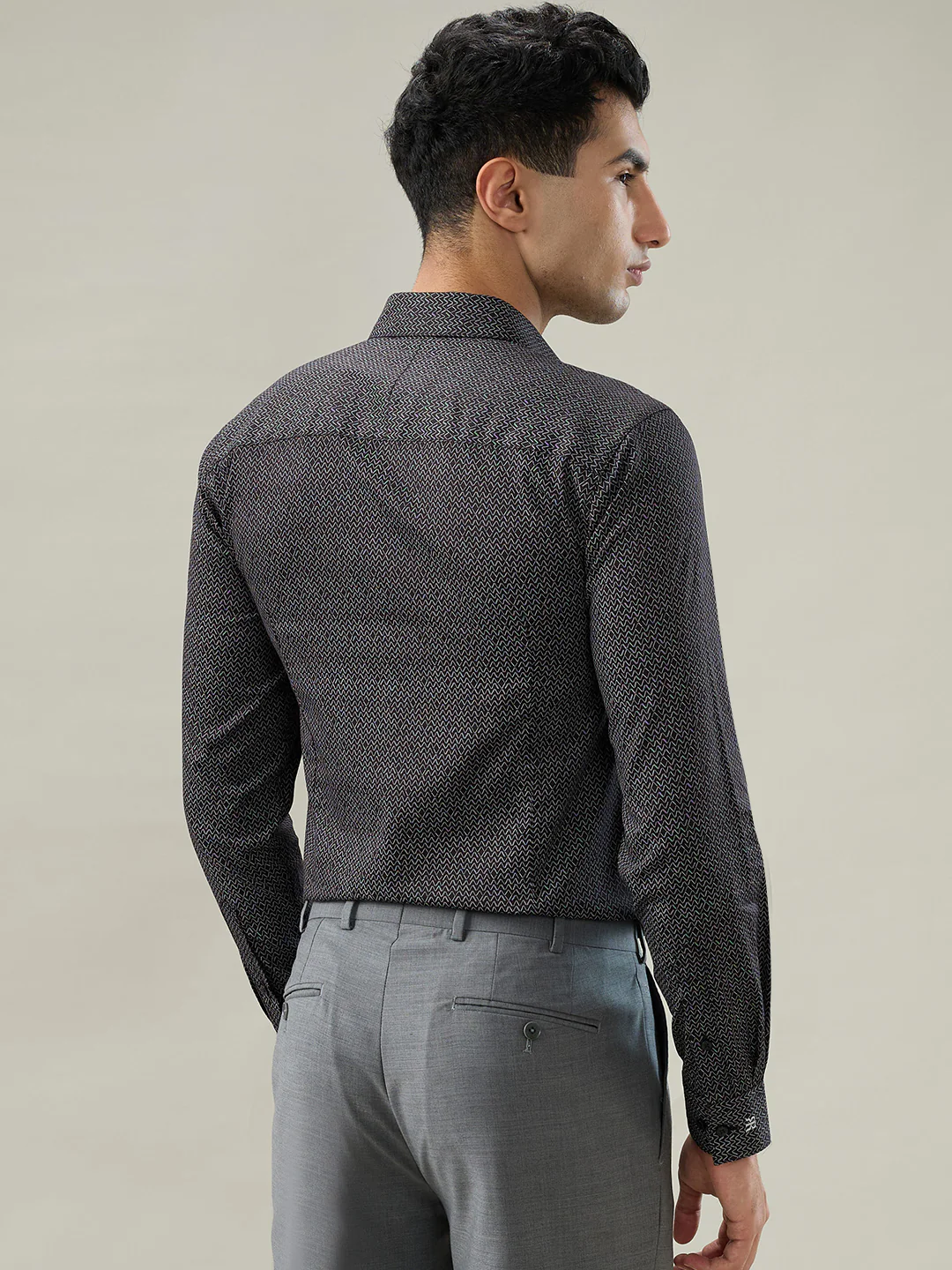 Raymond Men Black Printed Regular Fit Cotton Formal Shirt - Image 4