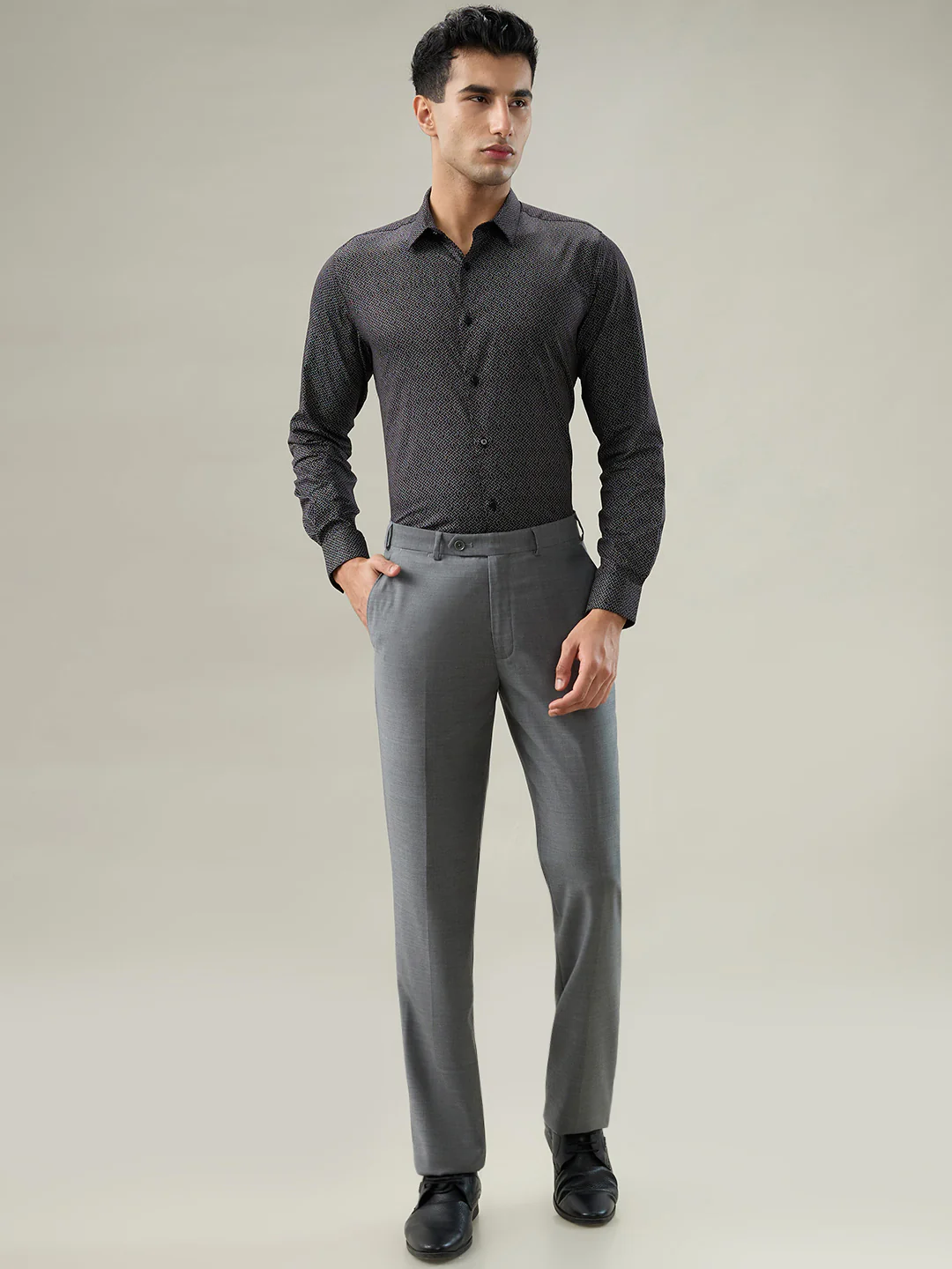 Raymond Men Black Printed Regular Fit Cotton Formal Shirt - Image 5