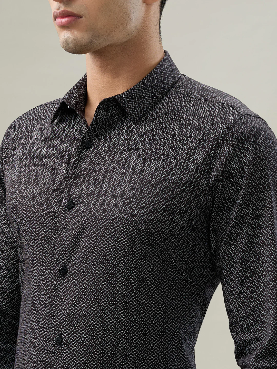 Raymond Men Black Printed Regular Fit Cotton Formal Shirt - Image 6