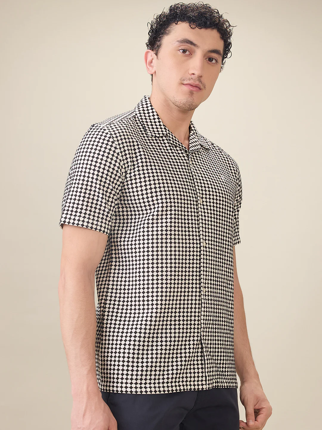 Raymond Men Black Printed Regular Fit Cotton Half Sleeve Casual Shirt - Image 2