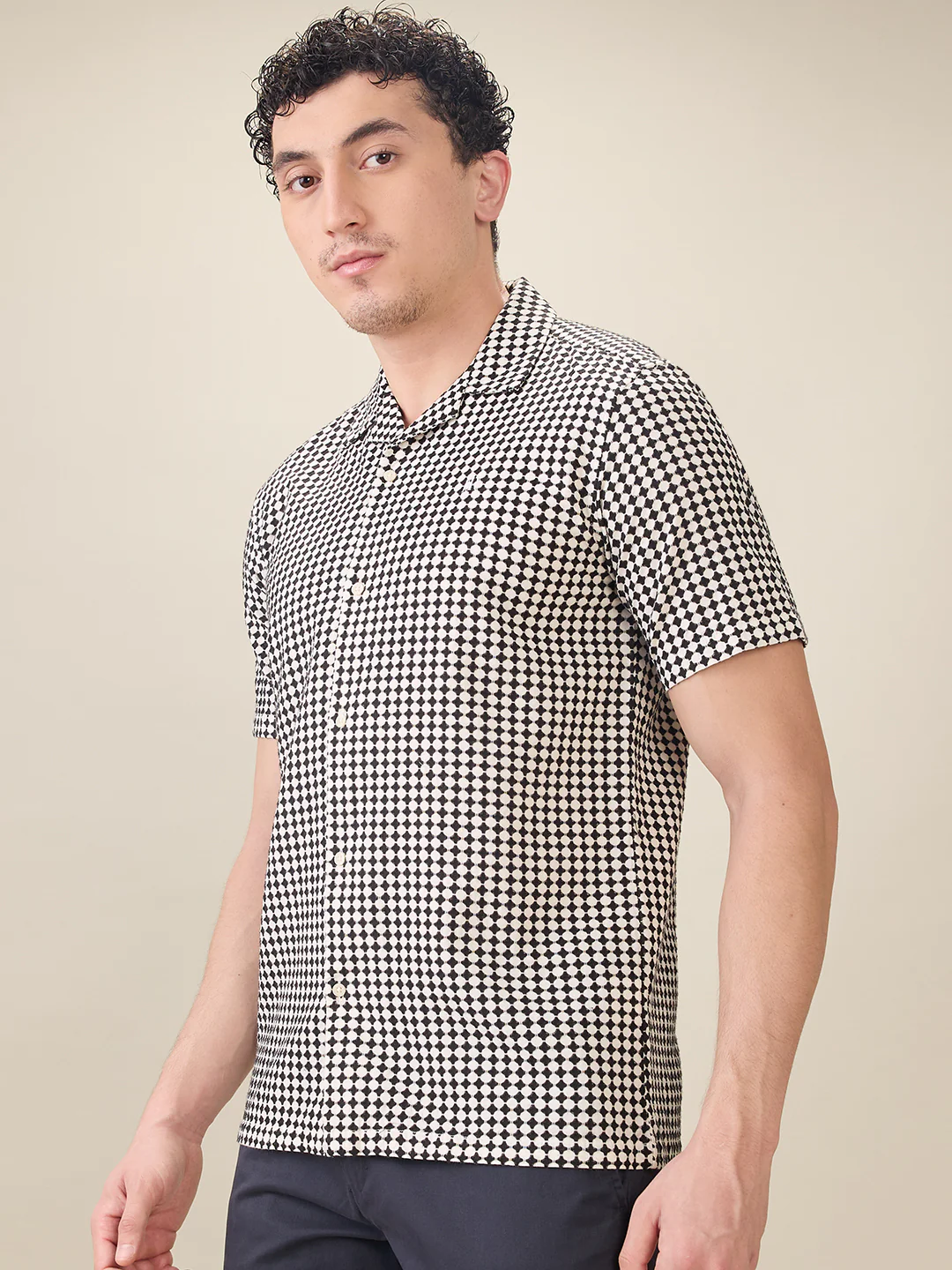 Raymond Men Black Printed Regular Fit Cotton Half Sleeve Casual Shirt - Image 3
