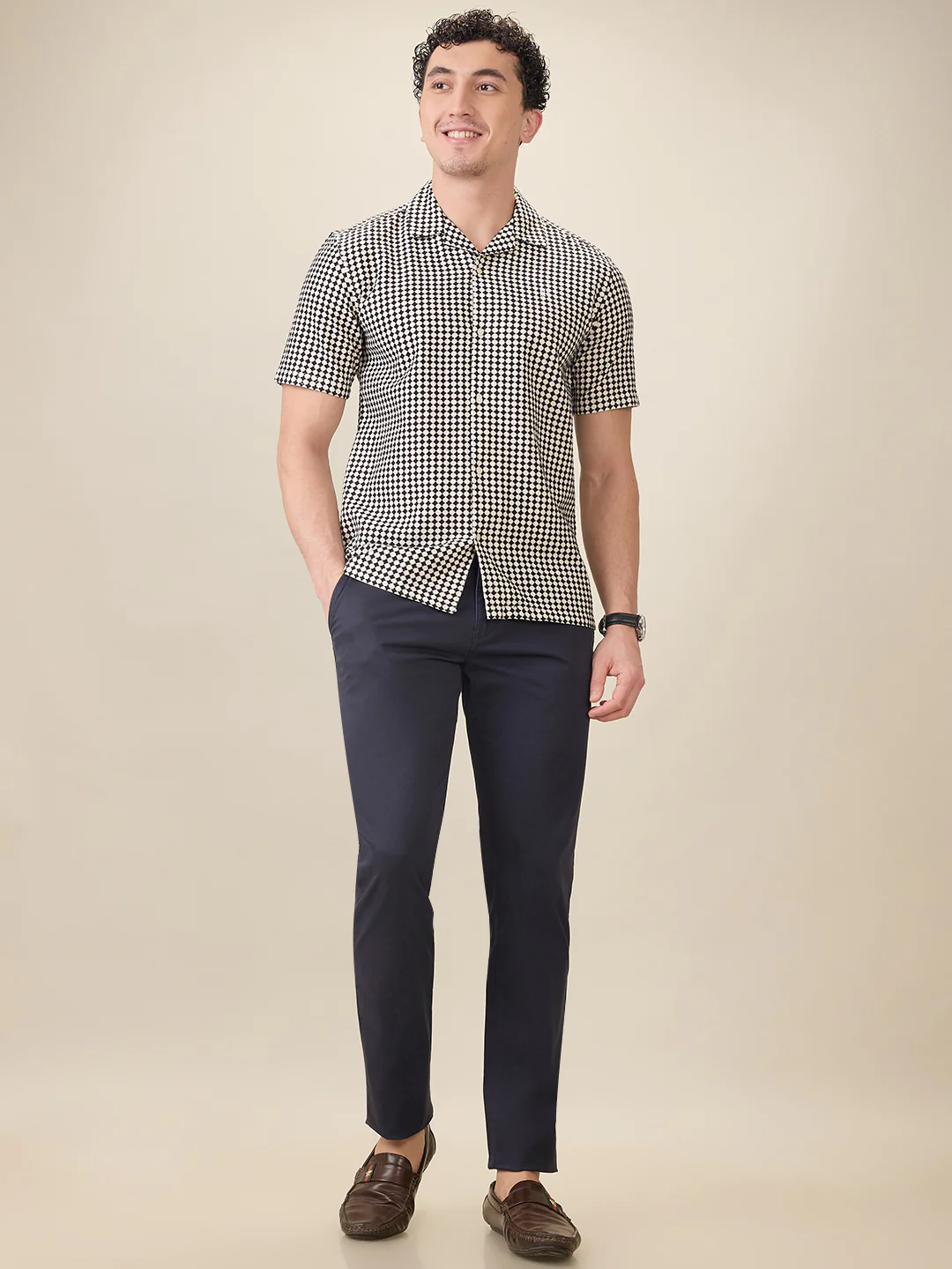 Raymond Men Black Printed Regular Fit Cotton Half Sleeve Casual Shirt - Image 5