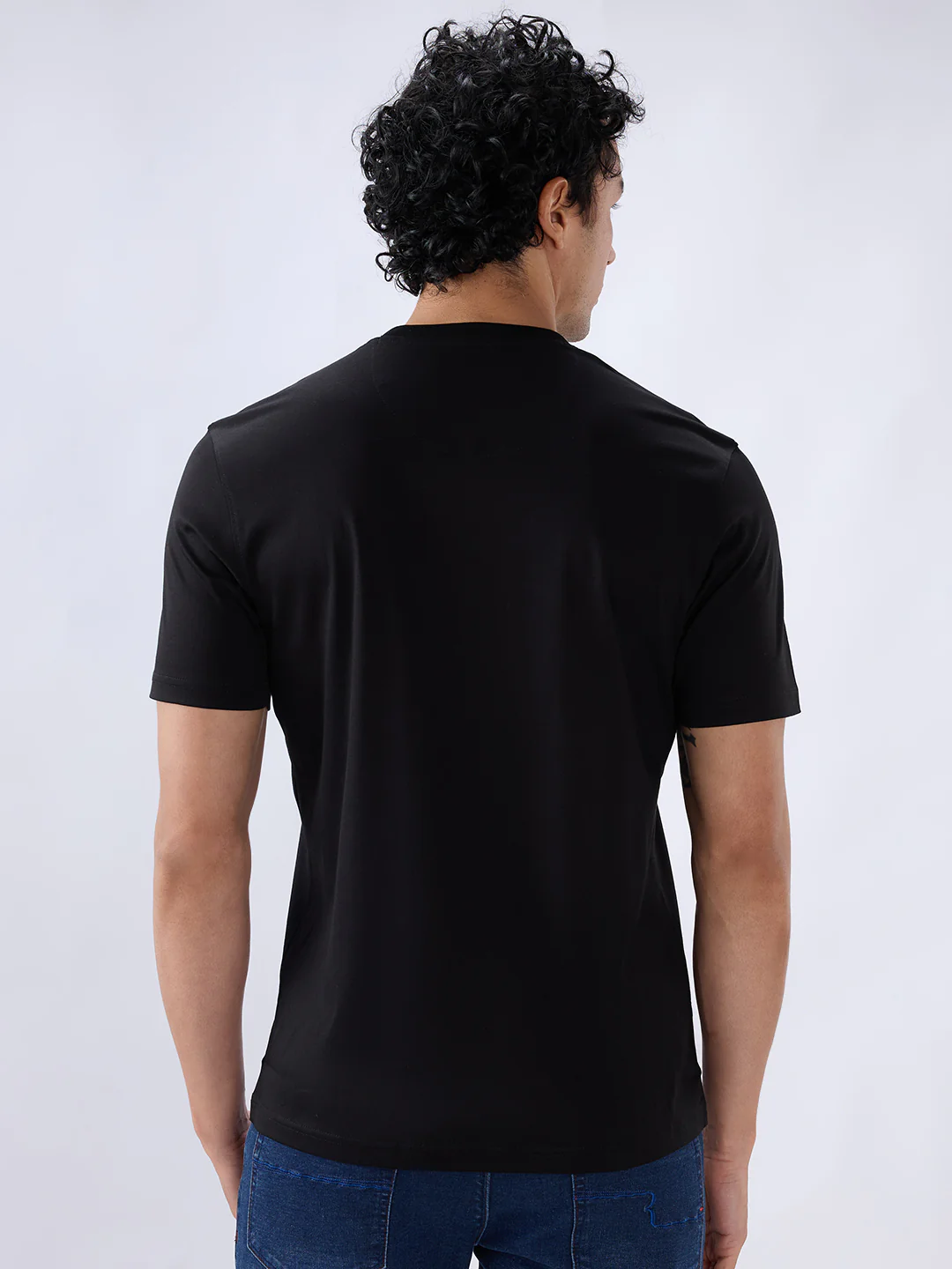 Raymond Men Black Regular Fit Solid Crew Neck Collar T-Shirt - Image 4