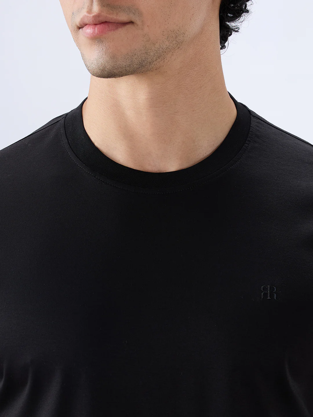 Raymond Men Black Regular Fit Solid Crew Neck Collar T-Shirt - Image 6