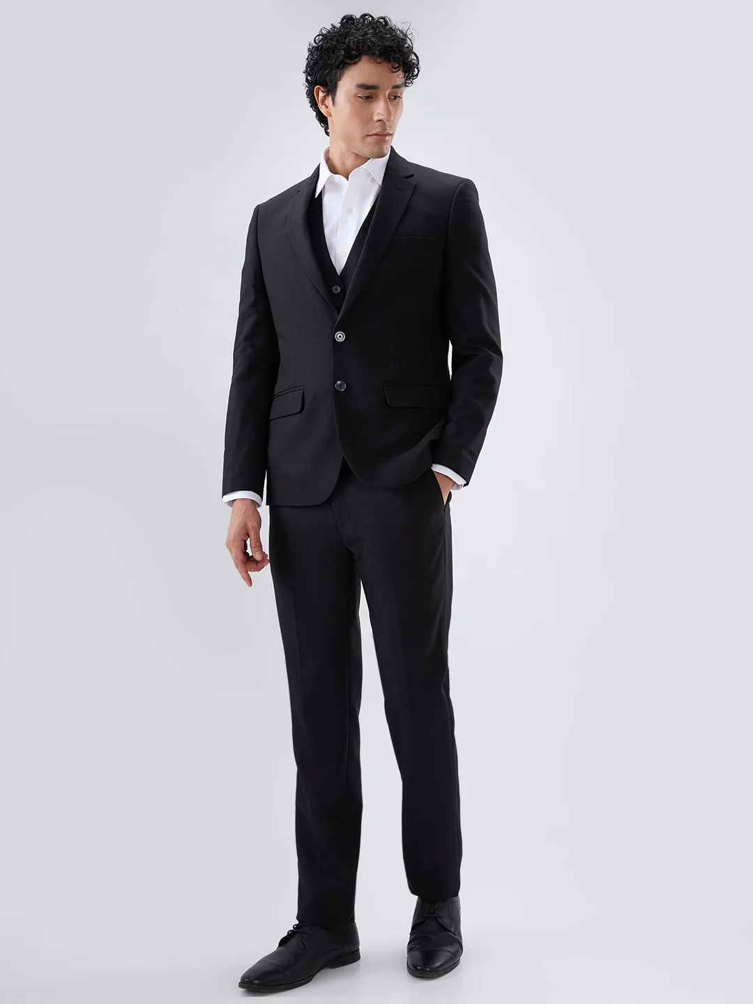 Raymond Men Black Regular Fit Structure Suit - Image 3