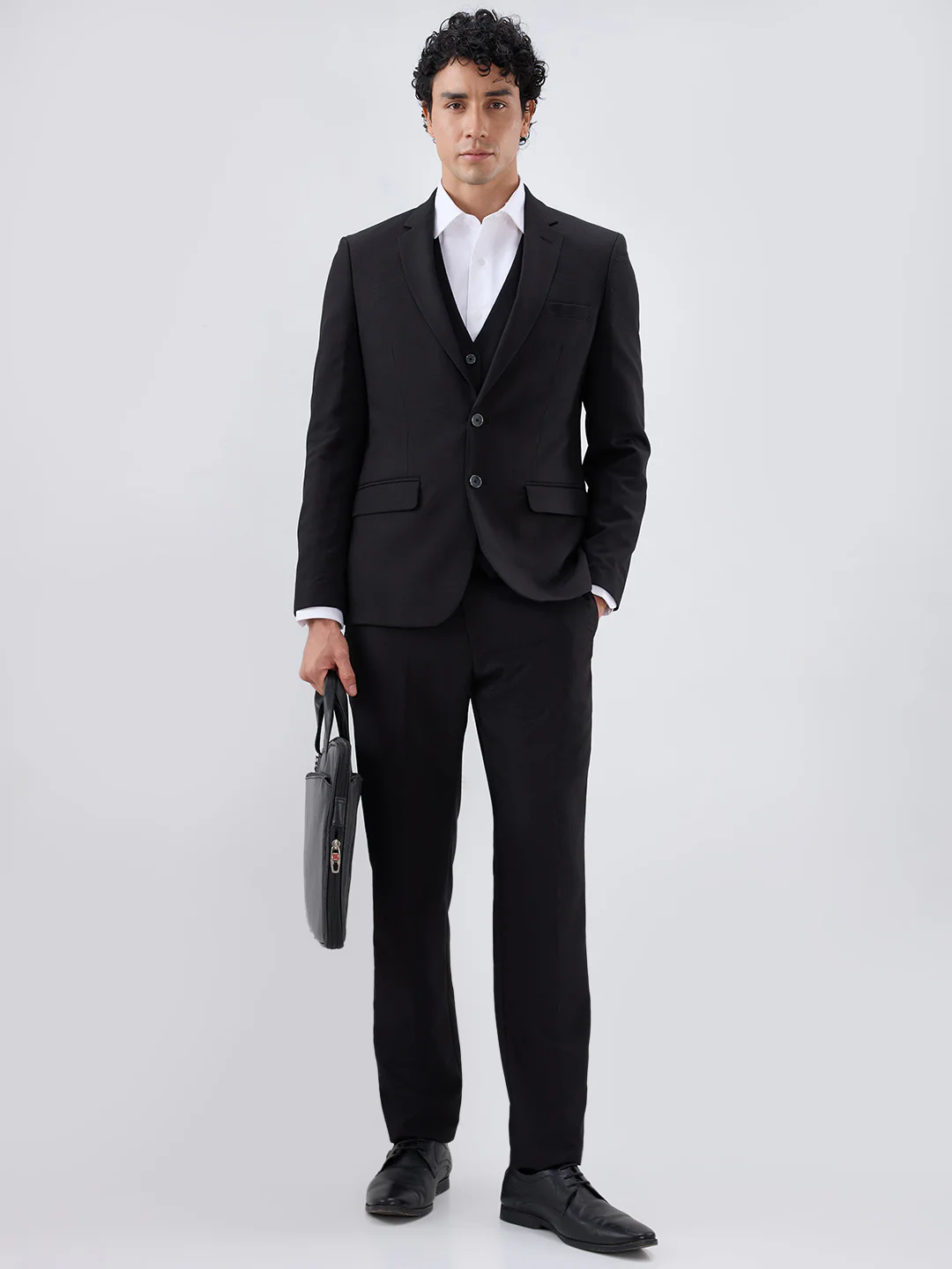 Raymond Men Black Regular Fit Structure Suit - Image 5
