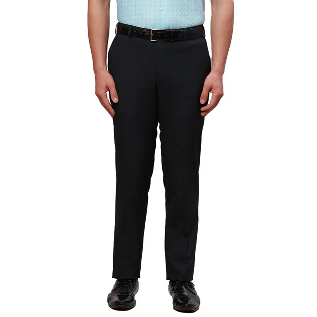 Raymond Men Black Slim Fit Checks Trouser