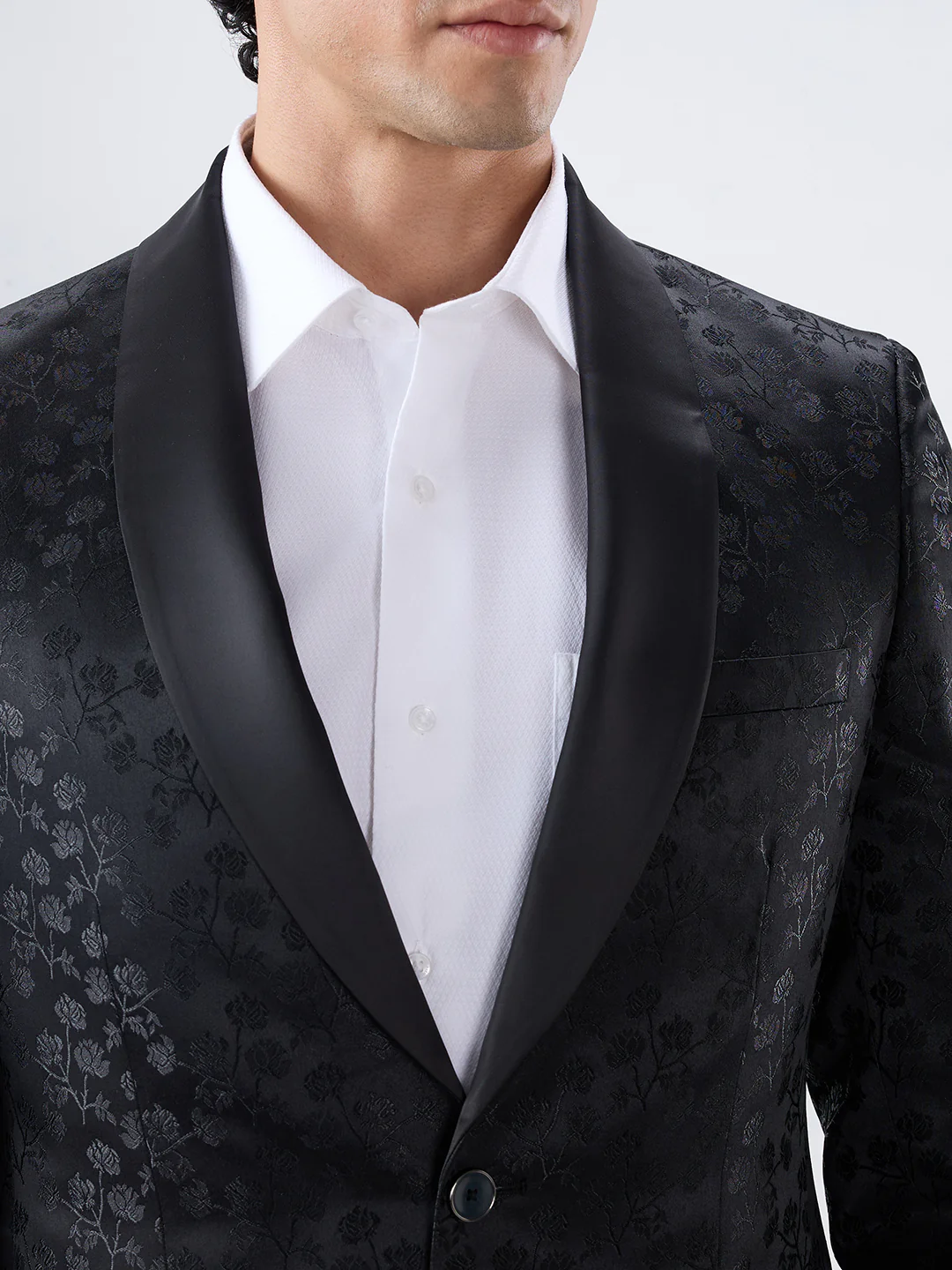 Raymond Men Black Slim Fit Jacquard Suit - Image 6