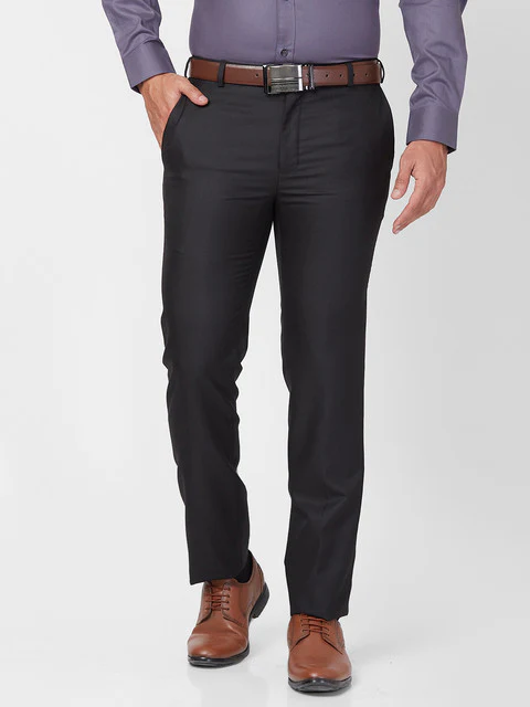 Raymond Men Black Slim Fit Solid Trouser