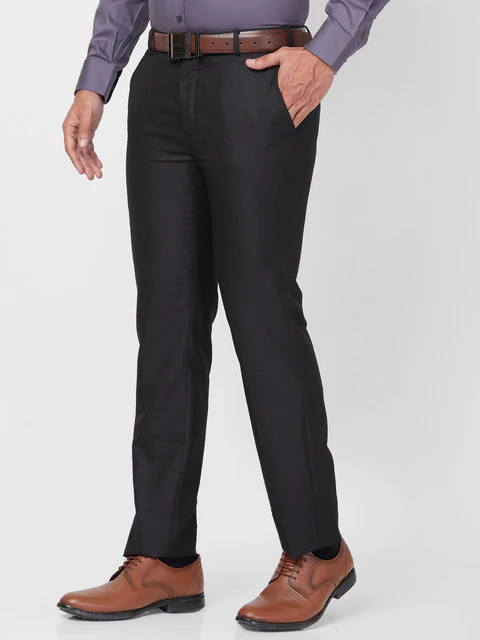 Raymond Men Black Slim Fit Solid Trouser - Image 3