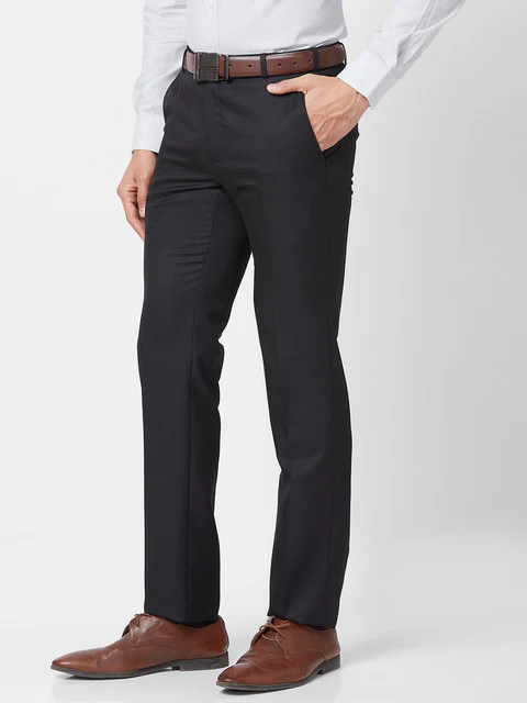 Raymond Men Black Slim Fit Solid Trouser - Image 3