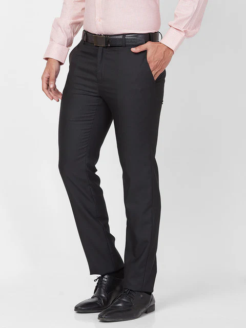 Raymond Men Black Slim Fit Structured Trouser - Image 3