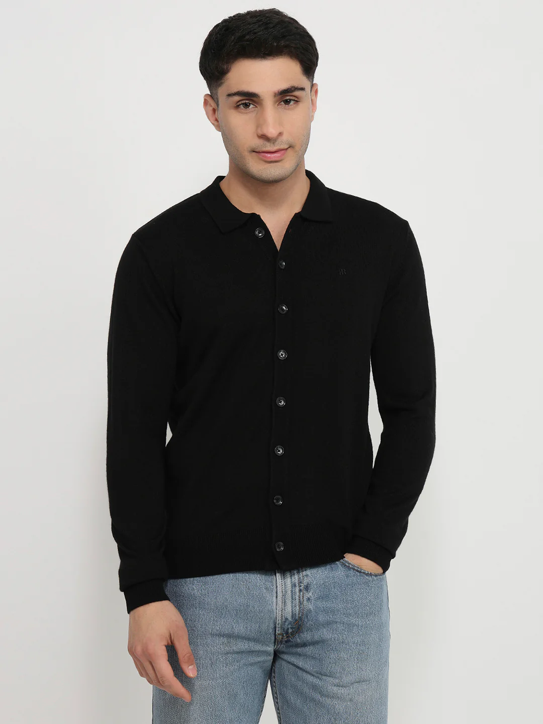 Raymond Men Black Solid Acrylic Sweatshirt