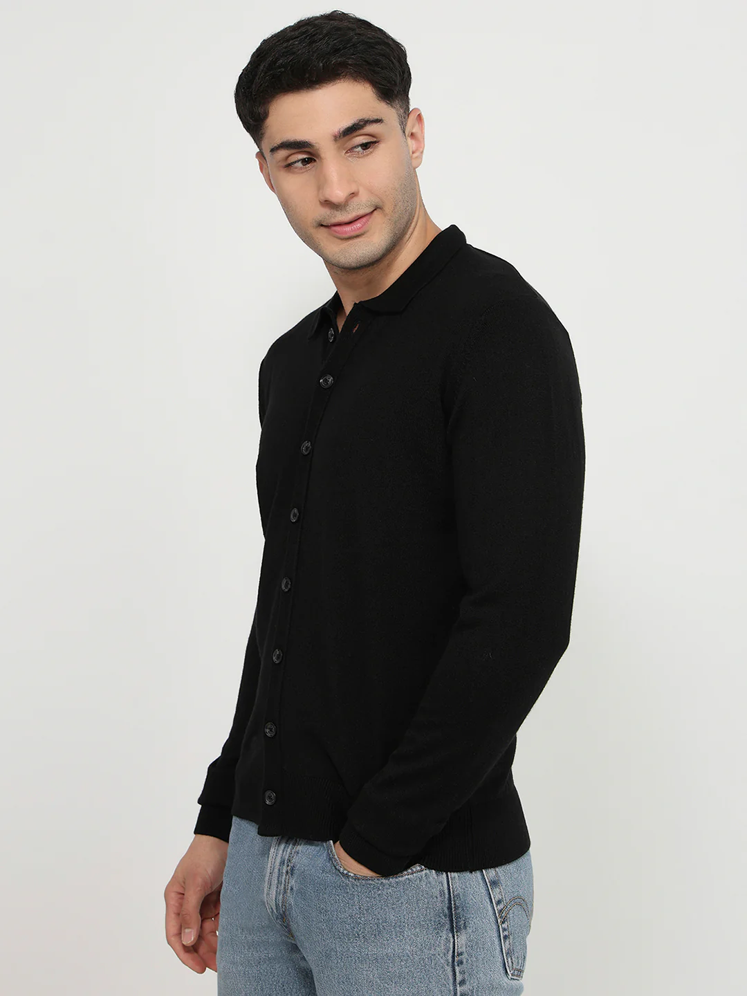 Raymond Men Black Solid Acrylic Sweatshirt - Image 2
