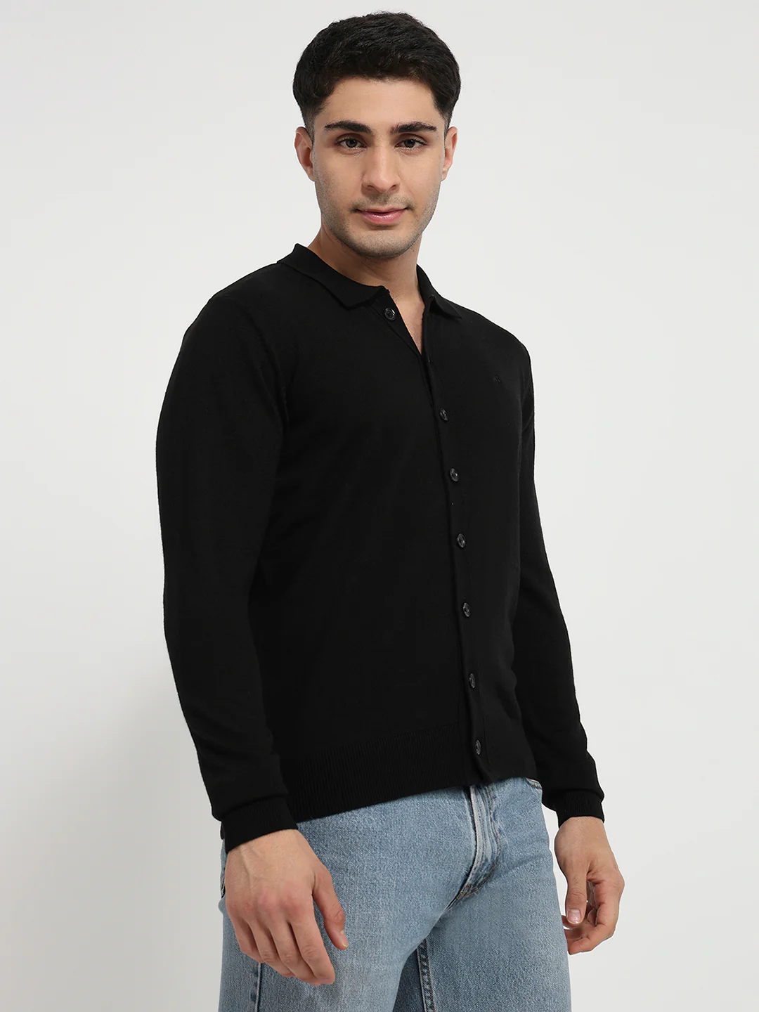 Raymond Men Black Solid Acrylic Sweatshirt - Image 3
