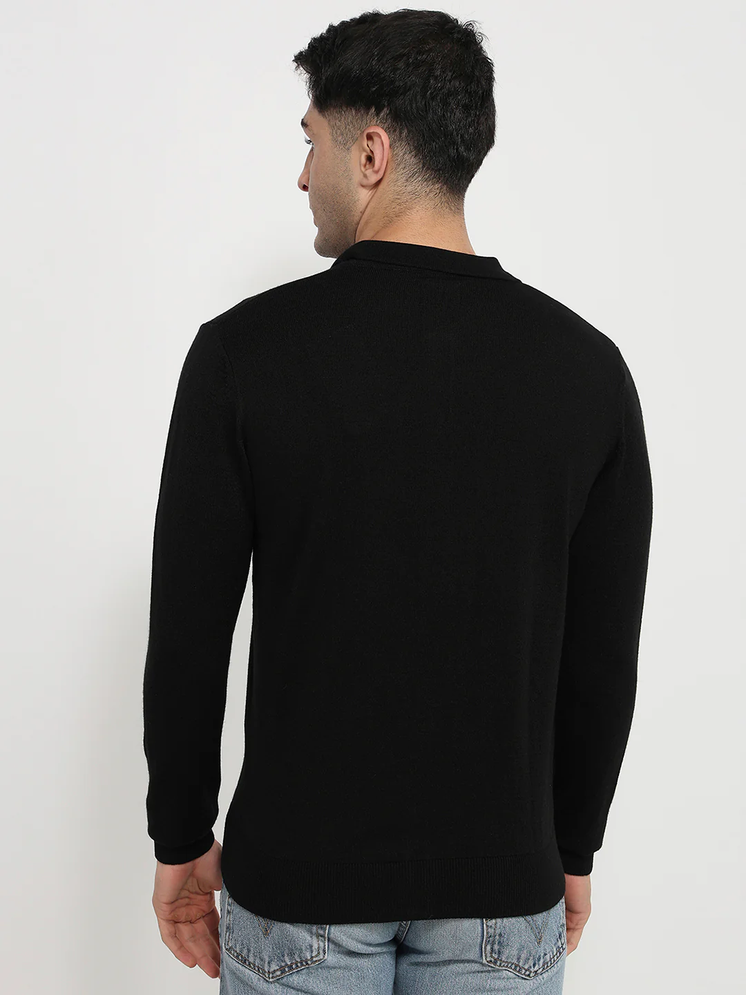 Raymond Men Black Solid Acrylic Sweatshirt - Image 4