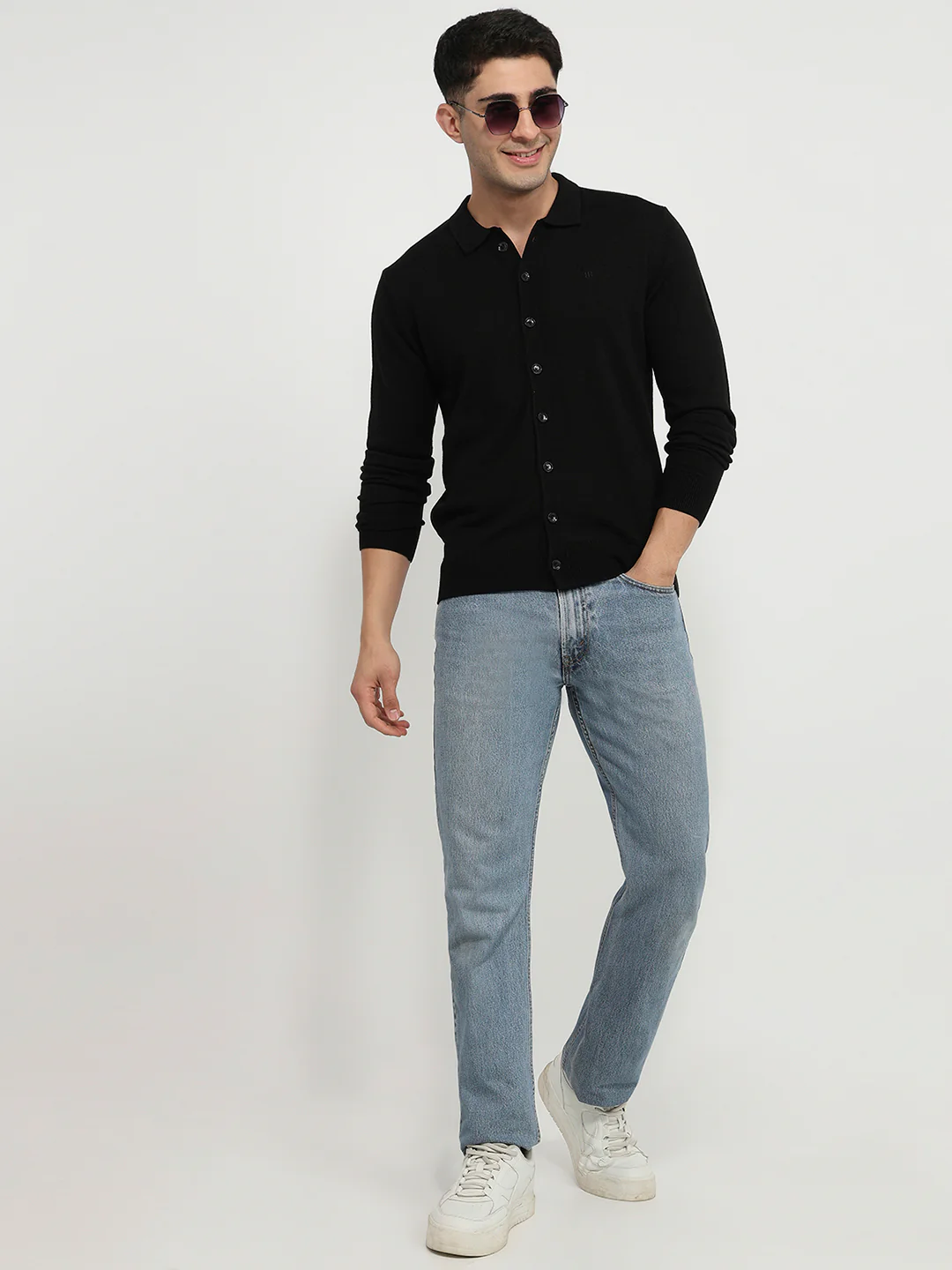 Raymond Men Black Solid Acrylic Sweatshirt - Image 5