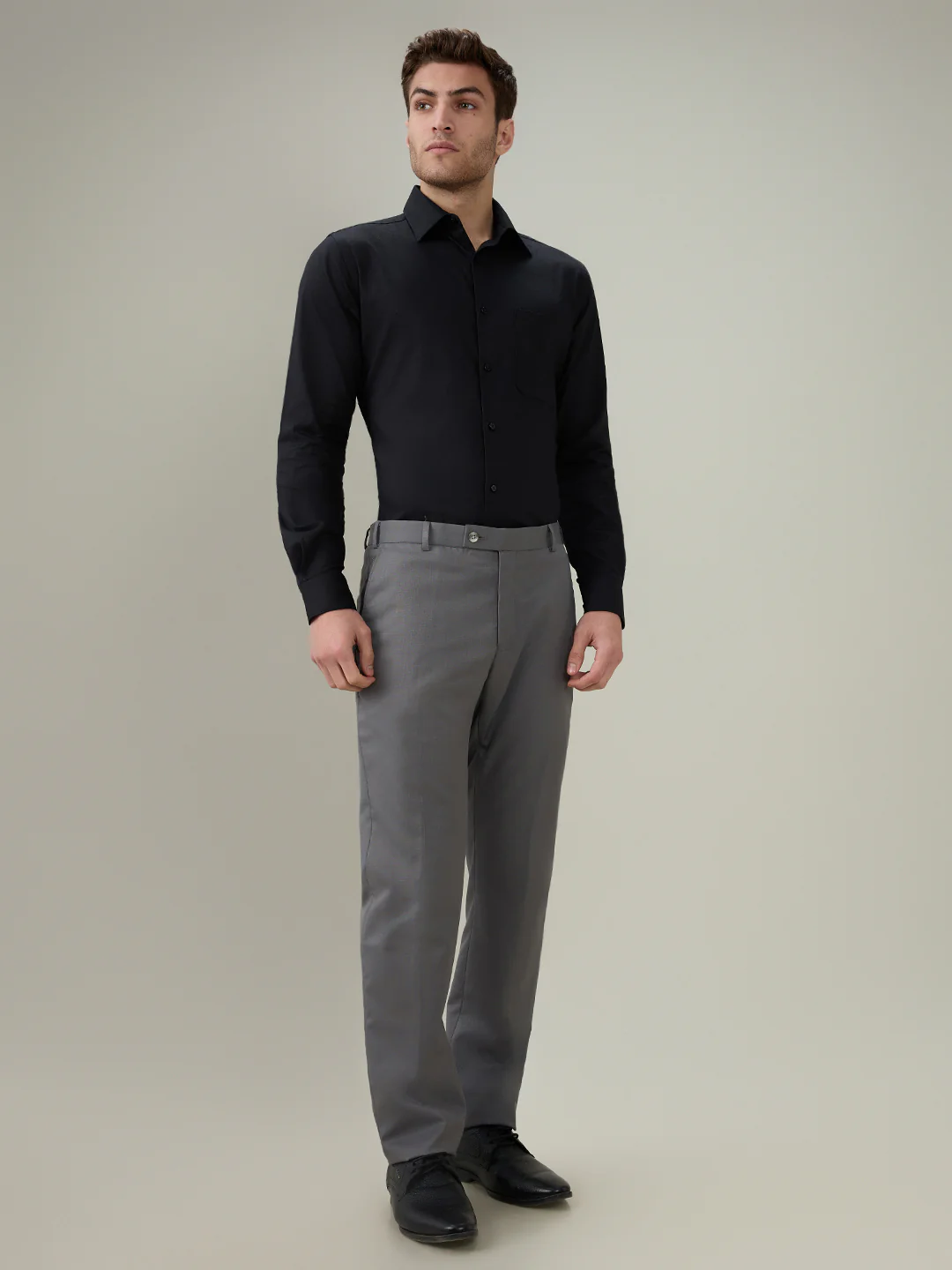 Raymond Men Black Solid Chambray Slim Fit Cotton Full Sleeve Formal Shirt - Image 5