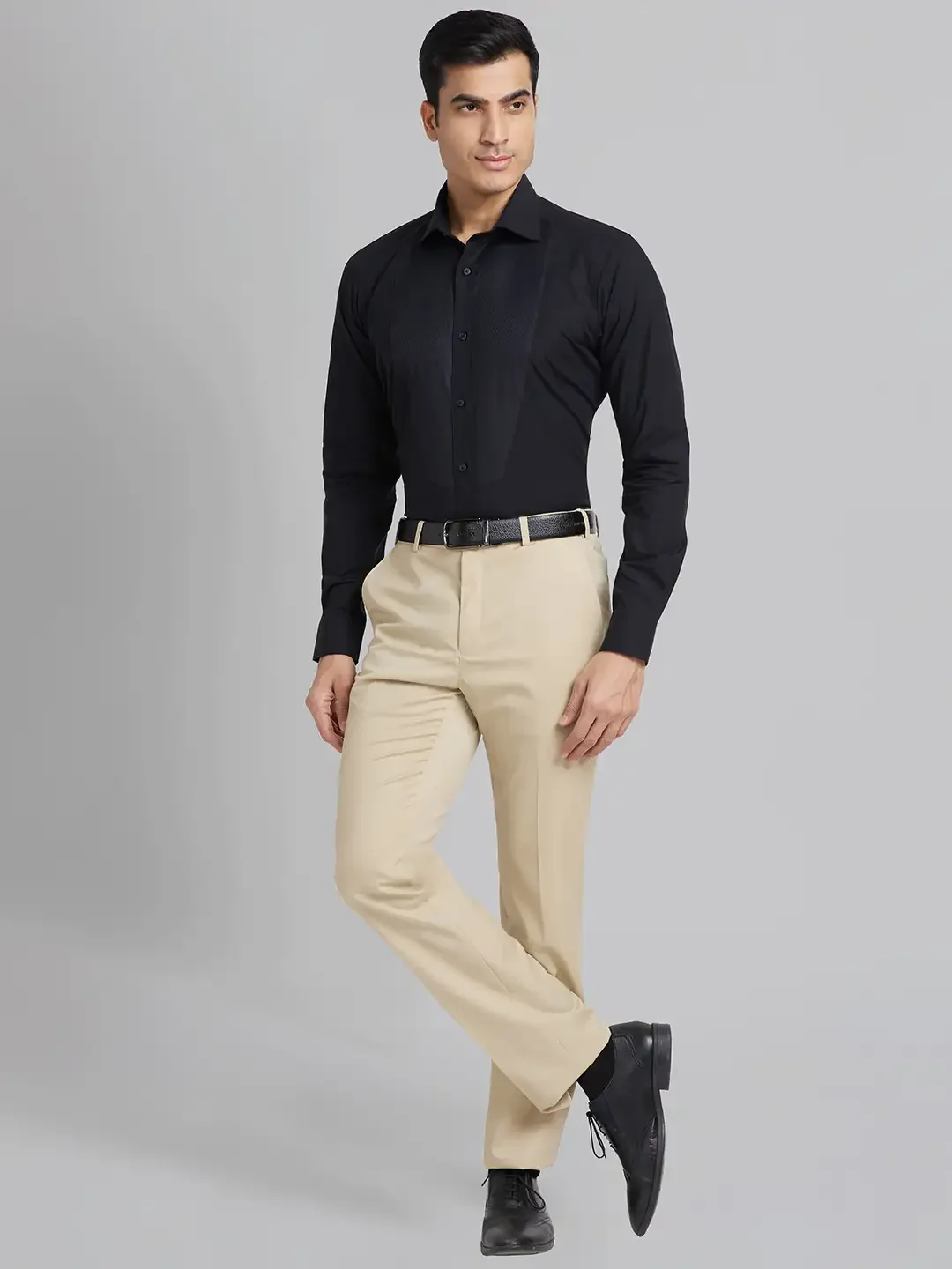 Raymond Men Black Solid Contemporary Fit Cotton Shirt - Image 5