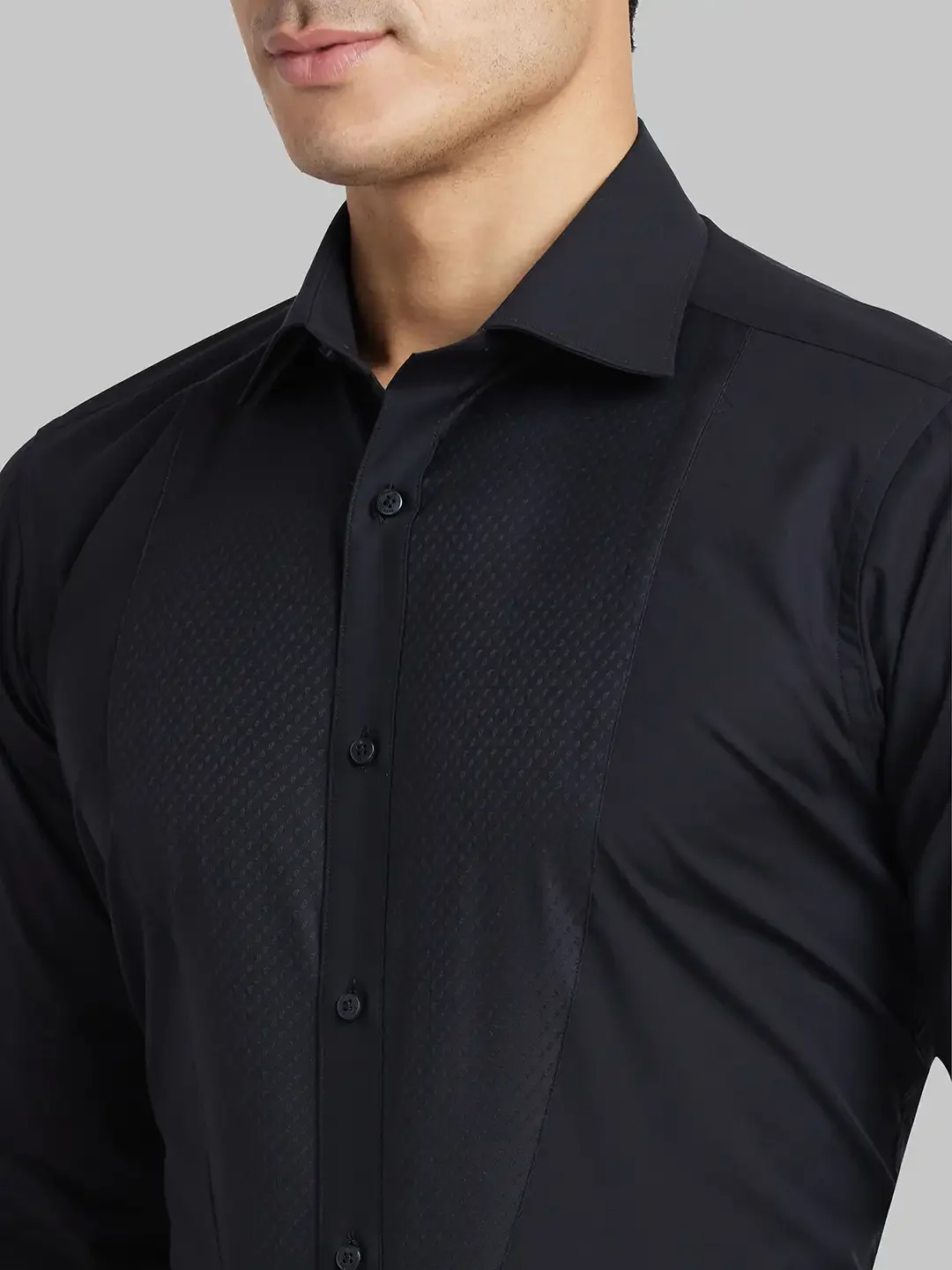 Raymond Men Black Solid Contemporary Fit Cotton Shirt - Image 6