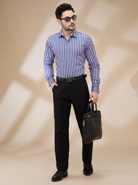 Raymond Men Black Solid Contemporary Fit Polyester Blend Trouser - Image 2