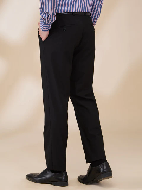 Raymond Men Black Solid Contemporary Fit Polyester Blend Trouser - Image 4