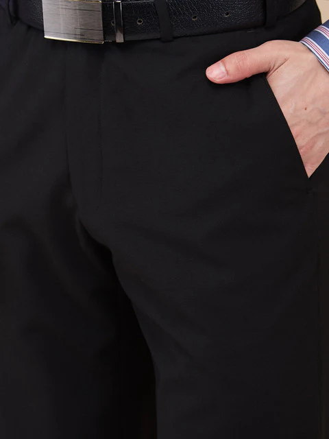 Raymond Men Black Solid Contemporary Fit Polyester Blend Trouser - Image 5