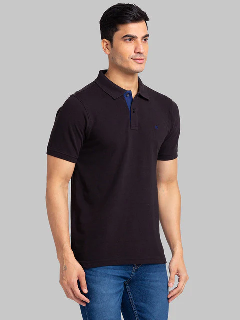 Raymond Men Black Solid Modern Fit Cotton T-Shirt - Image 2