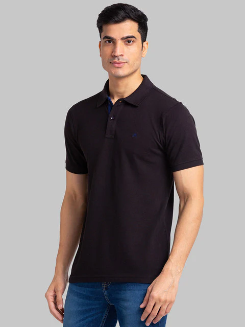 Raymond Men Black Solid Modern Fit Cotton T-Shirt - Image 3