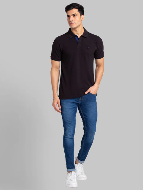 Raymond Men Black Solid Modern Fit Cotton T-Shirt - Image 5