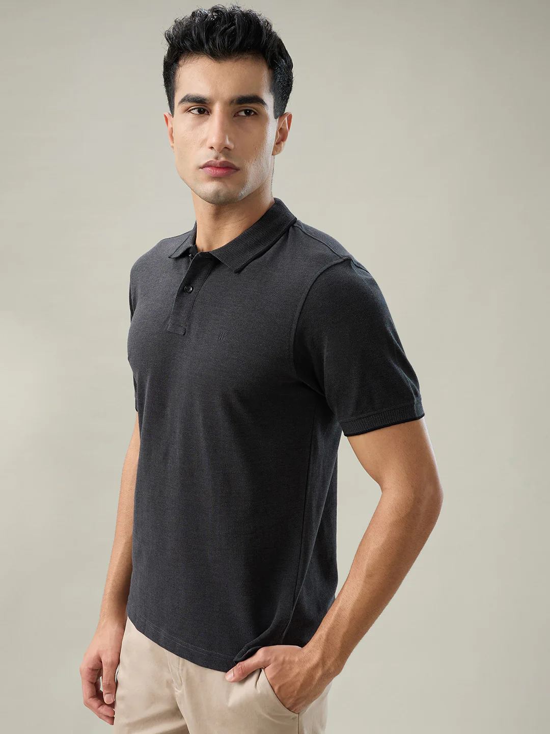Raymond Men Black Solid Modern Fit Cotton T-Shirt - Image 3