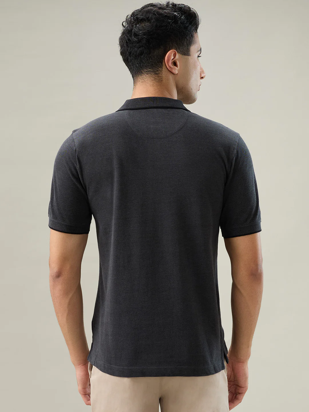 Raymond Men Black Solid Modern Fit Cotton T-Shirt - Image 4