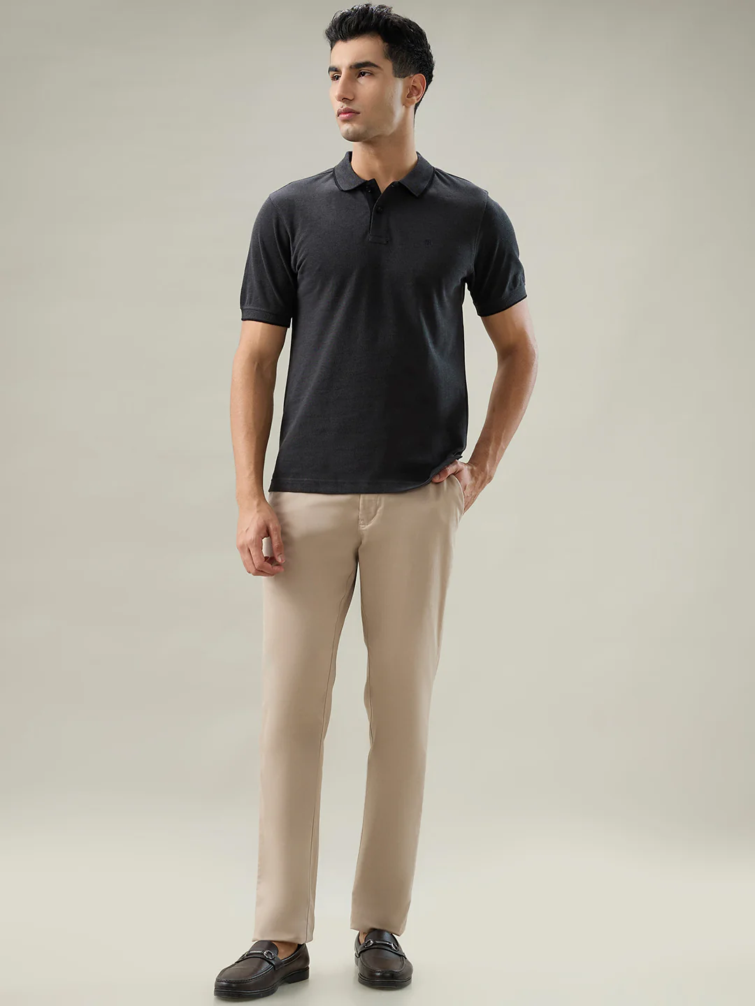 Raymond Men Black Solid Modern Fit Cotton T-Shirt - Image 5